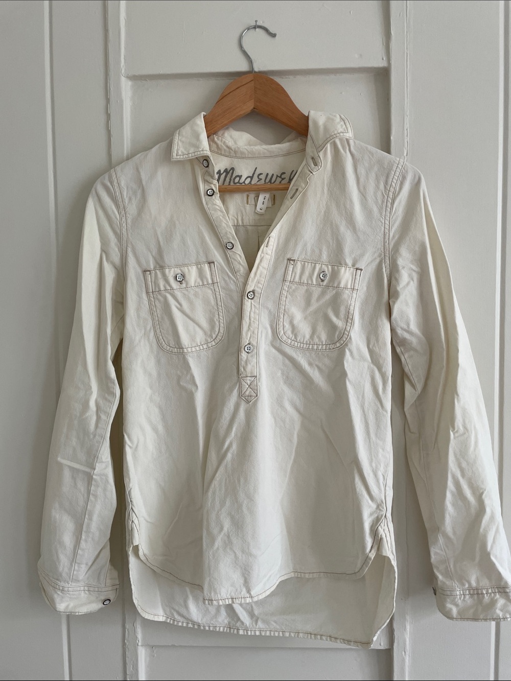Madewell Cream Long-Sleeve Button-Front Utility Shirt